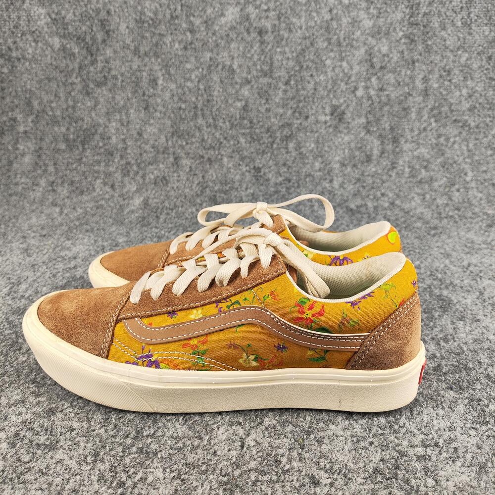 Vans Old Skool Shoes Mens Size 6 Yellow Floral Suede Low Top Skate Sneakers